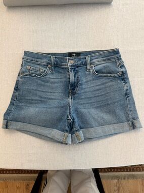 Mid Roll Denim Shorts